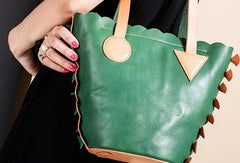 Handmade Genuine Leather Shopper Bag Bucket Bag Shoulder Bag Purse For Women - EverHandmade