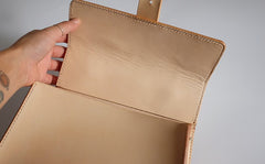 Handmade Beige Leather Womens Handbag Shoulder Bag Crossbody Purse for Women