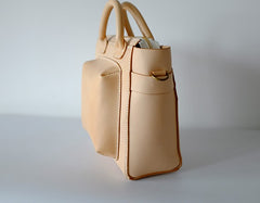 Handmade Leather Beige Womens Handbag Shoulder Bag Crossbody Purse for Women