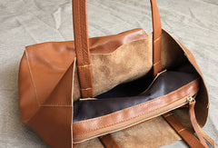 Handmade Vintage Leather Oversize Tote Bag Shoulder Bag Handbag For Women - EverHandmade
