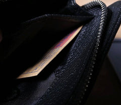 Genuine Leather Mens Cool Biker Chain Wallet Long Leather Wallet Clutch Wristlet Wallet for Men