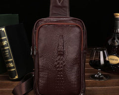 Cool Leather Mens Sling Bag Sling Shoulder Bag Sling Backpacks Chest Bag for men