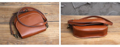 Cute White LEATHER Flip Side Bag Handmade WOMEN Saddle Phone Crossbody BAG Purse FOR WOMEN