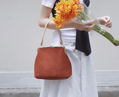 Vintage Leather Womens Frame Handbag Frame Purse Handbag for Women