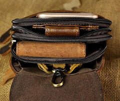 Small Mens Leather Belt Pouch Holster Belt Cases Cell Phone Waist Pouch for Men