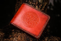 Handmade Leather Tibetan Mens Small Wallet Cool Leather Wallet billfold Wallet for Men