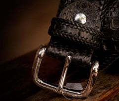 Handmade Black Leather Mens Belts Custom Cool Leather Men Belt for Men