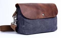 Mens Waxed Canvas Leather Small Side Bag Canvas Messenger Courier Bags for Men