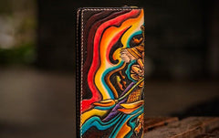 Handmade Leather Men Tooled Monkey King Cool Leather Wallet Long Phone Clutch Wallets for Men