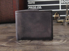 Handmade Genuine Leather Mens Cool Billfold Leather Wallet Men billfold Wallets Bifold for Men