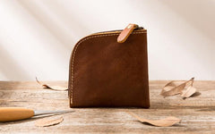 Cool Leather Mens Small Front Pocket Wallet Vintage billfold Wallets for Men