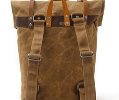 Cool Waxed Canvas Leather Mens Backpacks Canvas Travel Backpack Canvas School Backpack for Men