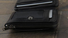 Genuine Leather Mens Cool billfold Punk Rock Leather Wallet Men Small Wallets Trifold for Men