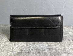 Handmade Leather Mens Cool Wallet Long Leather Wallet Clutch Wristlet Wallet for Men
