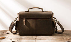 Coffee Vintage Leather Mens Camera Messenger Bag Crossbody Camera Bags for Men
