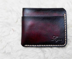 Leather Mens Slim Front Pocket Wallets Dark Brown Leather Cards Wallet for Men