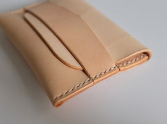 Handmade LEATHER Beige Womens Small Card Wallet Leather Small Coin Change Wallet FOR Women