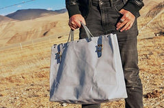 Mens Leather Canvas Large Handbag Canvas Weekender Bag Canvas Travel Bag for Men