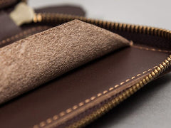 Coffee Leather Mens Zipper Long Wallet Passport Wallet Clutch Wallets for Men