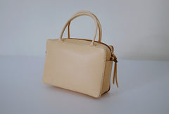 Handmade Leather Beige Womens Small Handbag Shoulder Bag Crossbody Purse for Women