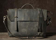 Handmade Leather Mens Cool Messenger Bag Briefcase Work Bag Business Bag Laptop Bag for men