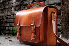 Handmade Leather Cool Mens Brown Briefcase Messenger Bag School Bag for men