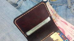 Coffee Vintage Leather Mens Small Wallet Leather billfold Bifold Wallets for Men
