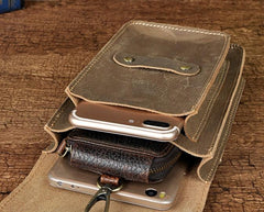 Leather Mens Cigarette Cases with Belt Loop Cell Phone Holster Belt Pouch for Men