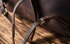 Vintage Brown Leather Mens Backpack Large Travel Backpack Hiking Backpack for men