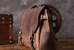 Handmade leather men Briefcase messenger vintage shoulder laptop bag vintage bag - EverHandmade