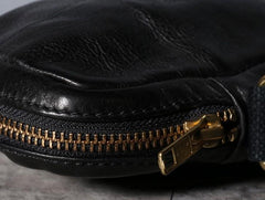 Handmade Genuine Leather Mens Cool Messenger Bag Sling Bag Chest Bag Bike Bag Cycling Bag for men