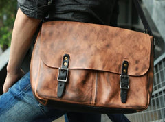 Cool Handmade Vintage Leather Mens Messenger Bags Shoulder Bag for men