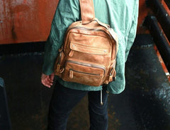 Cool Brown Mens Leather Backpack Travel Backpacks Cool School Backpacks for men