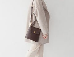 Cute Leather Womens Stylish Bucket Handbag Crossbody Purse Barrel Shoulder Bag for Women