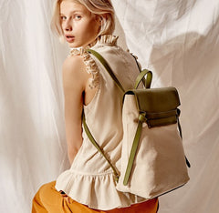 Cute Canvas Leather Womens Backpack Travel Backpack School Backpack for Women