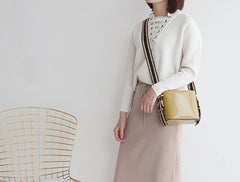 Cute Leather Womens Stylish Bucket Shoulder Bag Barrel Crossbody Purse for Women