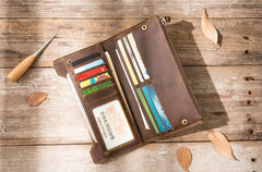 Vintage Cool Mens long Wallet Leather Wallet Long Wallet for Men