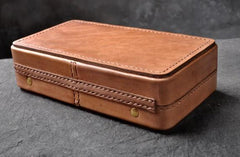 Handmade Leather Mens Box Wallet Wristlet Clutch Wallet Cigarette Box for Men