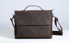 Vintage Coffee Leather Mens Briefcases Work Bag Laptop Bag Business Bag for Men