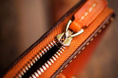 Handmade Leather Tibetan Tooled Mens billfold Wallet Cool Small Chain Wallet Biker Wallet for Men