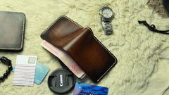 Vintage Leather Mens Slim Small Wallet Leather Small Wallets billfold Wallet for Men