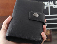 Genuine Leather Mens Cool Long Leather Wallet Cards Clutch Wristlet Wallet for Men