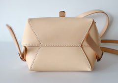 Handmade Leather Beige Womens Backpack Travel Backpack School Backpack for Women