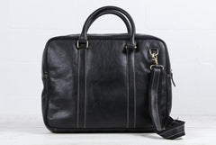Cool Black Leather Mens Briefcase Work Bag Laptop Bag Business Bag for Men