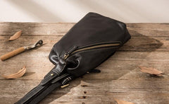 Mens Black Leather Sling Bag Sling Shoulder Bag Sling Backpack for men