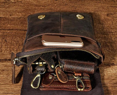Mens Leather Small Side Bags COURIER BAG Waist Pouch Holster Belt Case Belt Pouch for Men