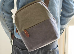 Mens Canvas Gray Cool Messenger Bag Side Bag Canvas Shoulder Bag for Men