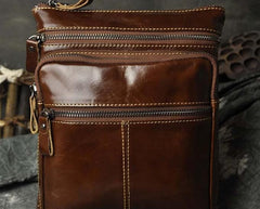 Mens Leather Small Side Bag Messenger Bag Courier bag for Men