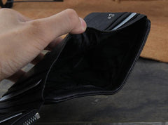 Genuine Leather Mens Cool billfold Punk Rock Leather Wallet Men Small Wallets Trifold for Men