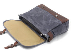 Mens Waxed Canvas Leather Messenger Bag Camera Side Bag Courier Bag for Men